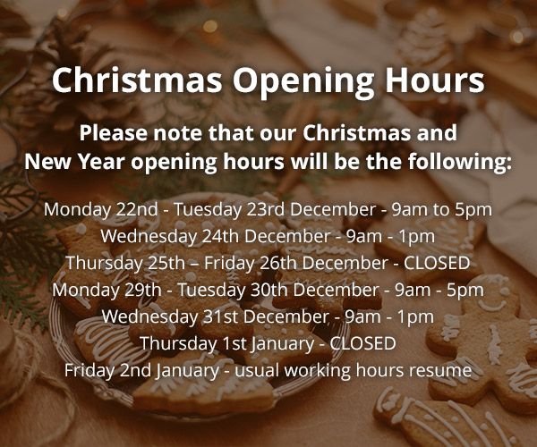 Christmas and New Year opening hours
